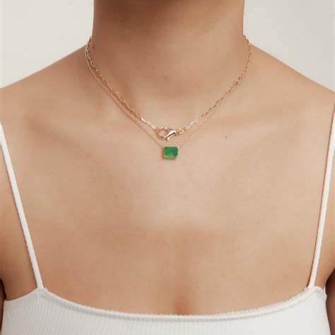 The Green Solitaire Emerald Necklace | 18KT Gold Vermeil