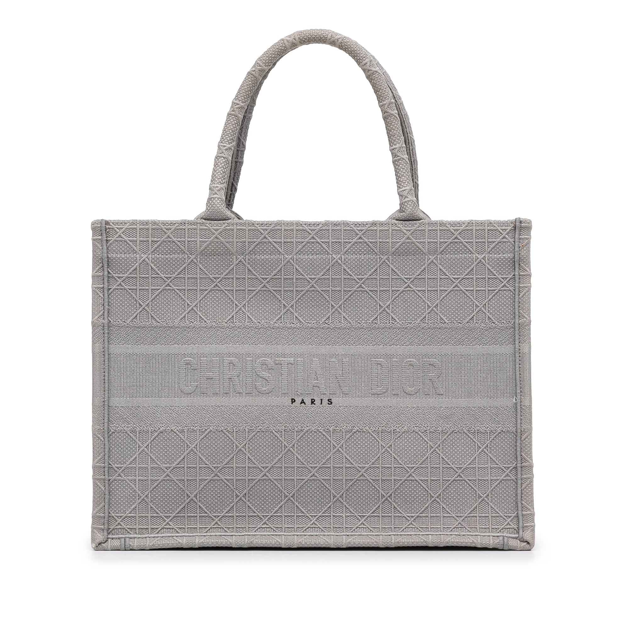 Dior | Pre-Owned Medium Cannage Embroidered Book Tote - II | Gray