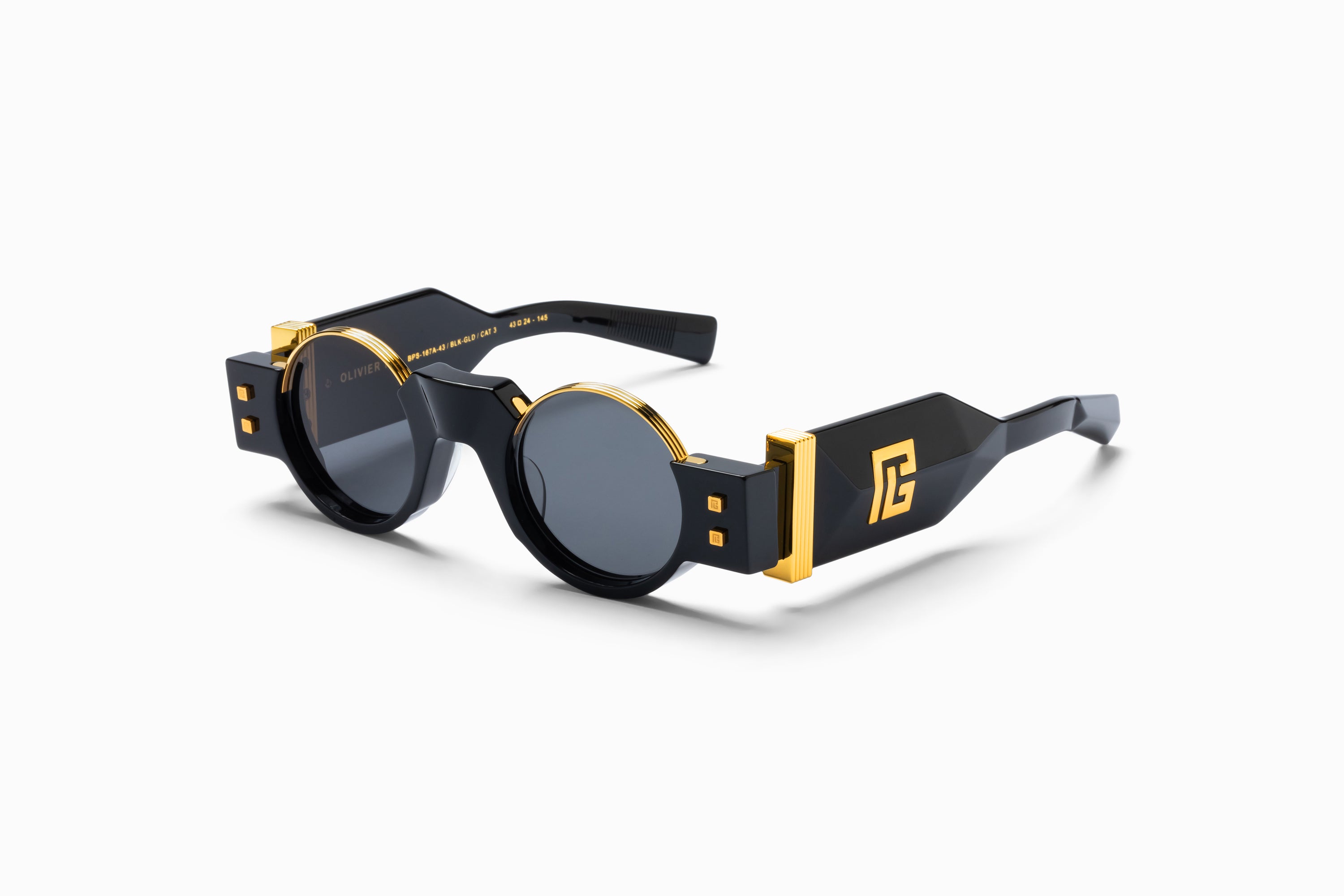 Unisex | Olivier - II Sunglass | Black - Gold | Dark Grey