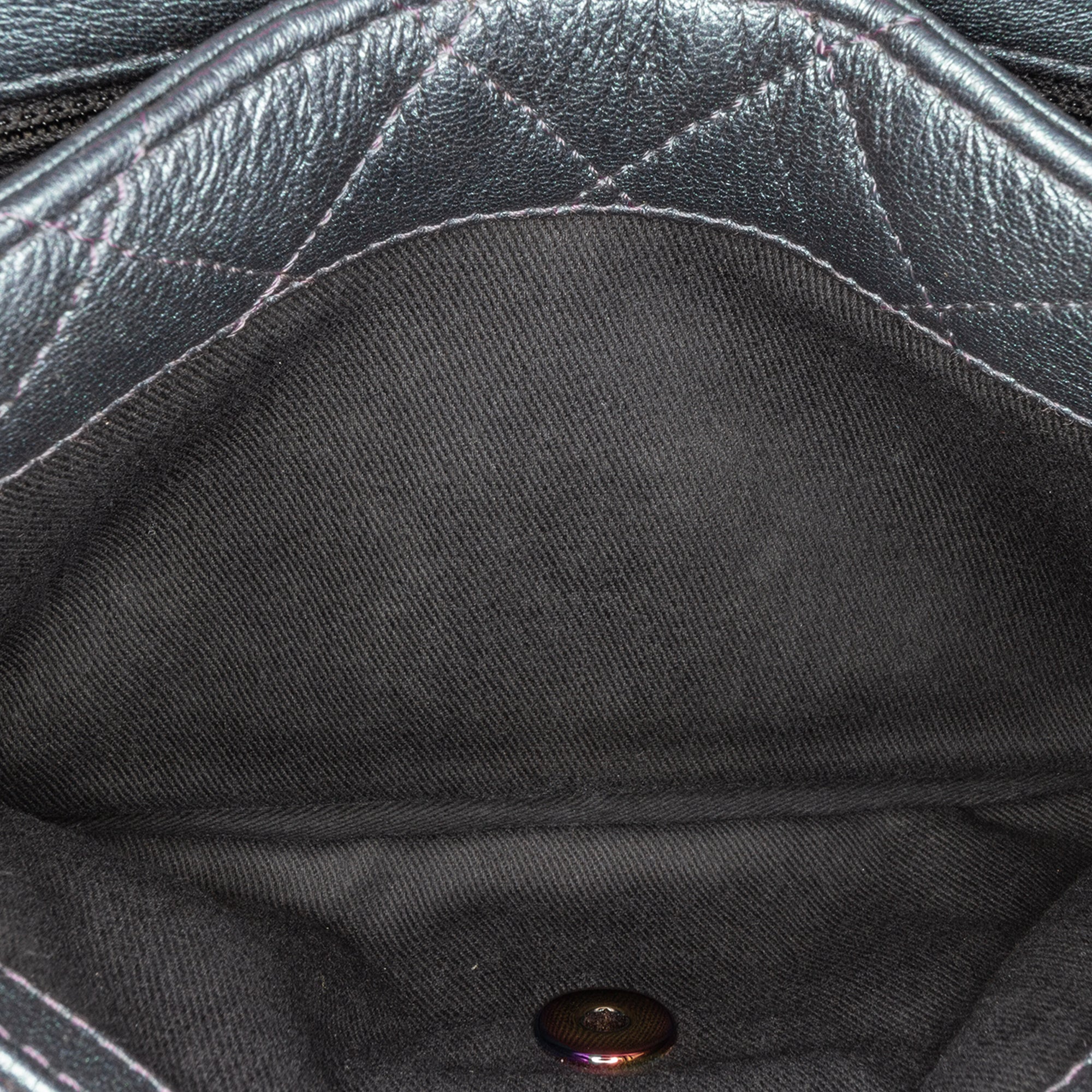 Chanel | Pre-Owned Small Iridescent Goatskin Double Carry Waist Chain Flap | Purple