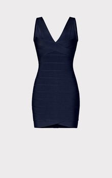 V Neck Mini Bandage Dress | Classic Blue