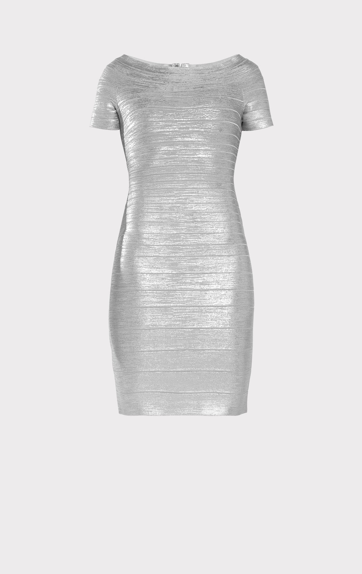 Off-Shoulder Bandage Dress Foil | Silver Foil