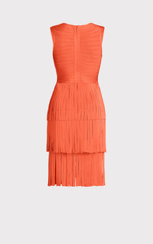 V Neck Fringed Midi Dress | Coral Poppy