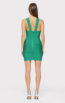 Crossover Halter Mini Dress | Green Opal