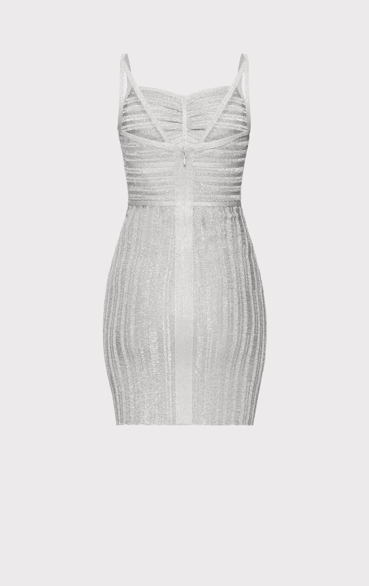 Lurex Eyelash Sweetheart Dress | Metallic Silver