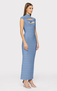 Cap Sleeve Cut-Out Gown | True Blue