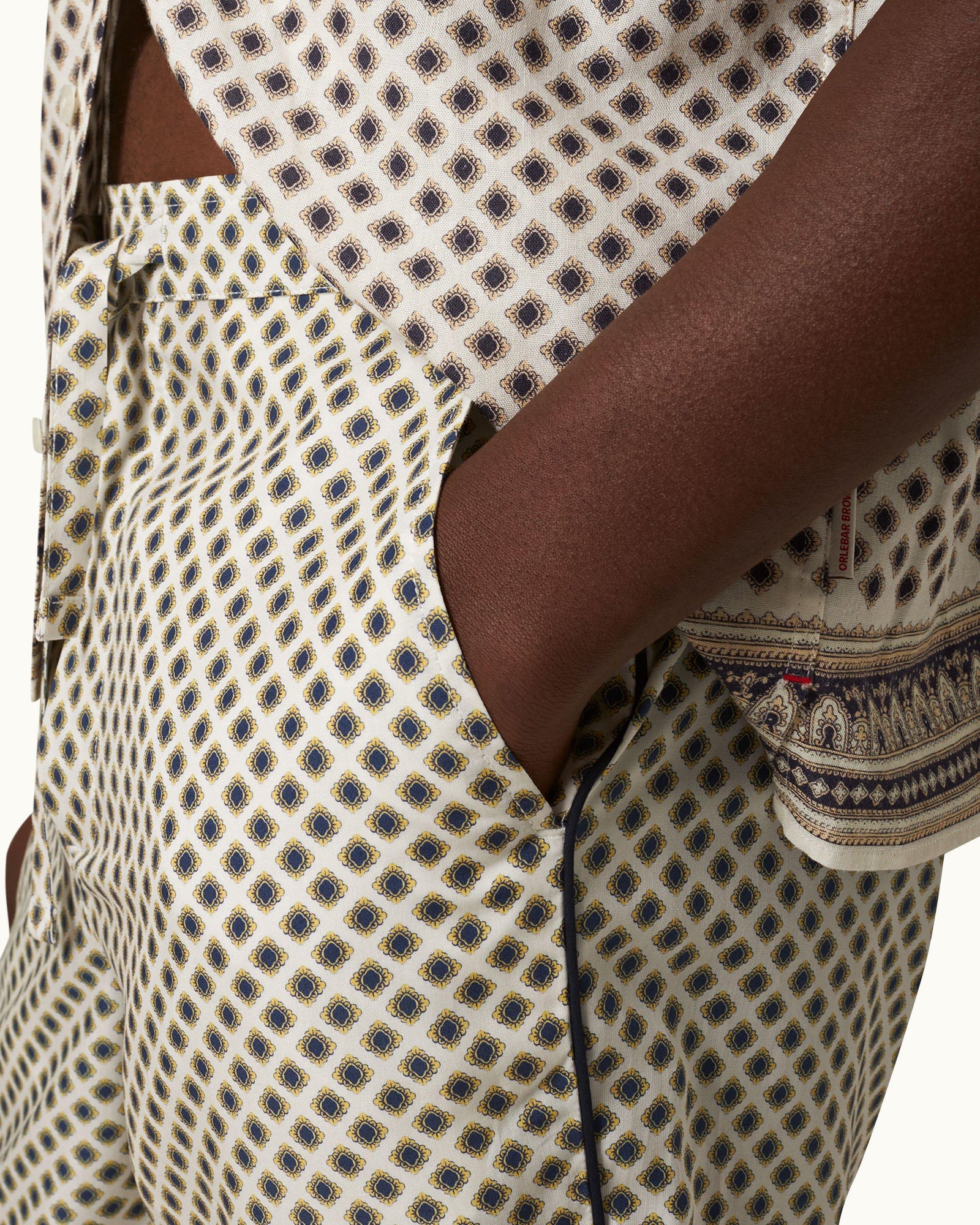 Alfred White Sand Solmio Print Relaxed Fit Lounge Trousers | White Sand