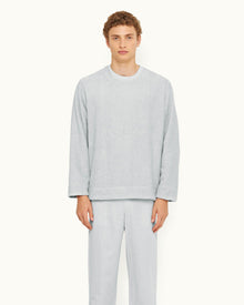 Serenity Blue Relaxed Fit Long Pile Towelling Sweatshirt | Serenity Blue