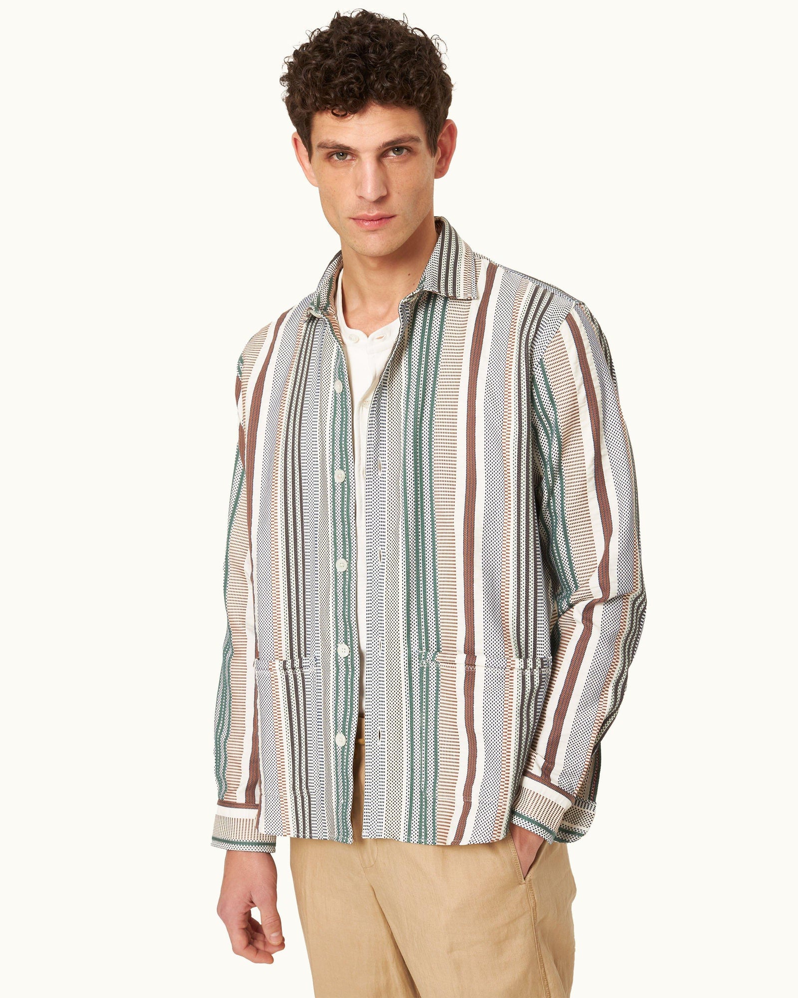 Barkley Jacquard Stripe Cotton Resort Overshirt Woven In Italy, Multicolour | Multi