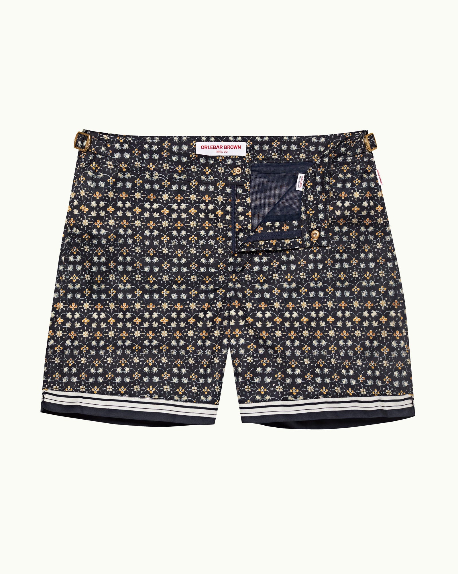 Bulldog Fiore Print Mid-Length Swim Shorts In Night Iris Blue | Night Iris
