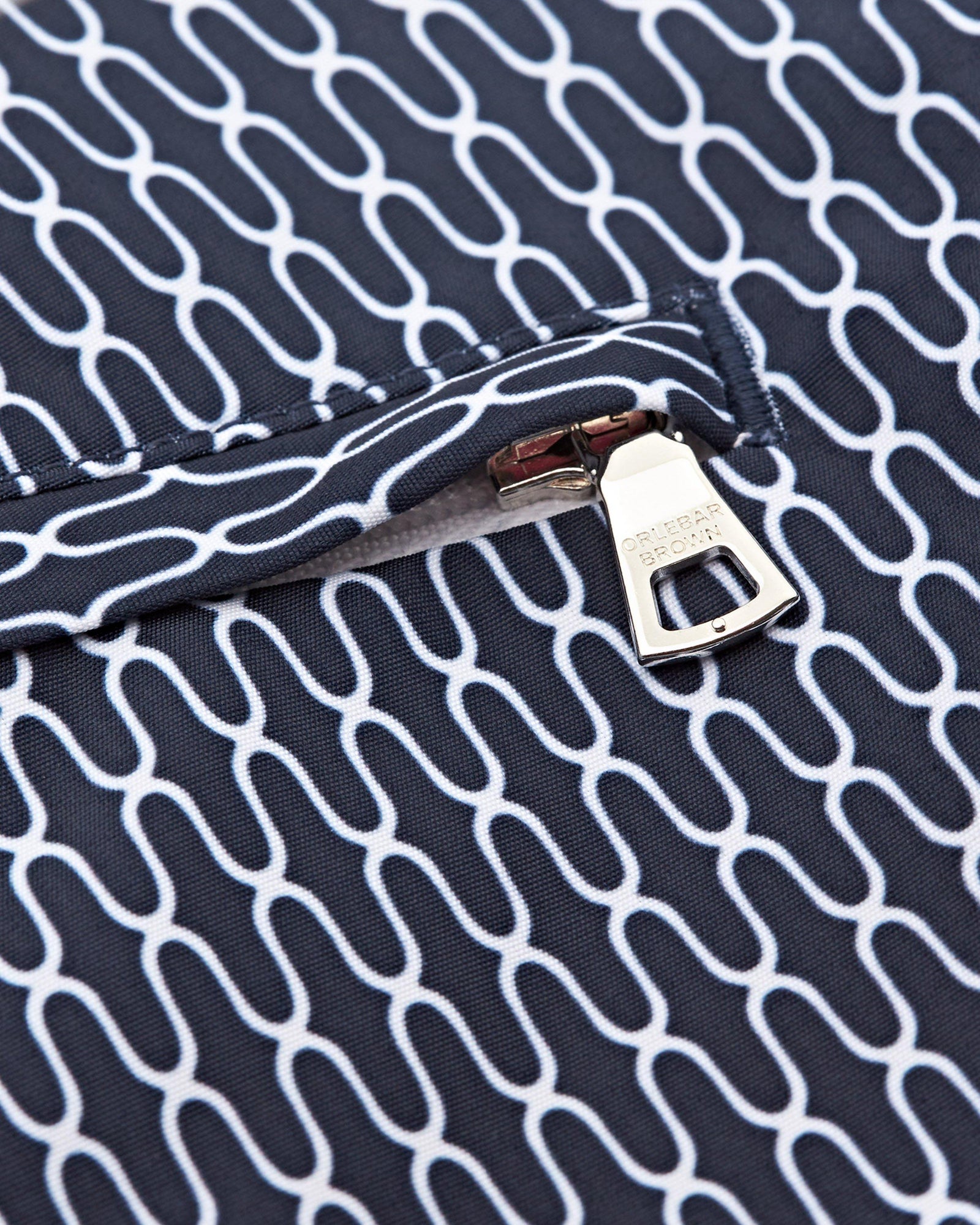 Bulldog Midnight Navy/White Geo Pointpart Mid-Length Swim Shorts | Midnight Navy/White