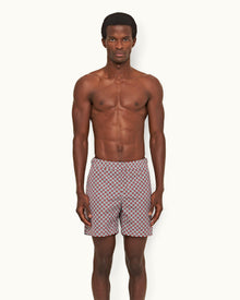 Vermillion Geo Tela Mid-Length Swim Shorts | Vermillion