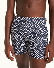 Bulldog Jacquard Star Jacquard Mid-Length Swim Shorts In Night Iris Blue | Night Iris
