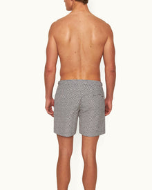Bulldog Truffle/White Sand Geo Print Mid-Length Swim Shorts | Truffle/White Sand