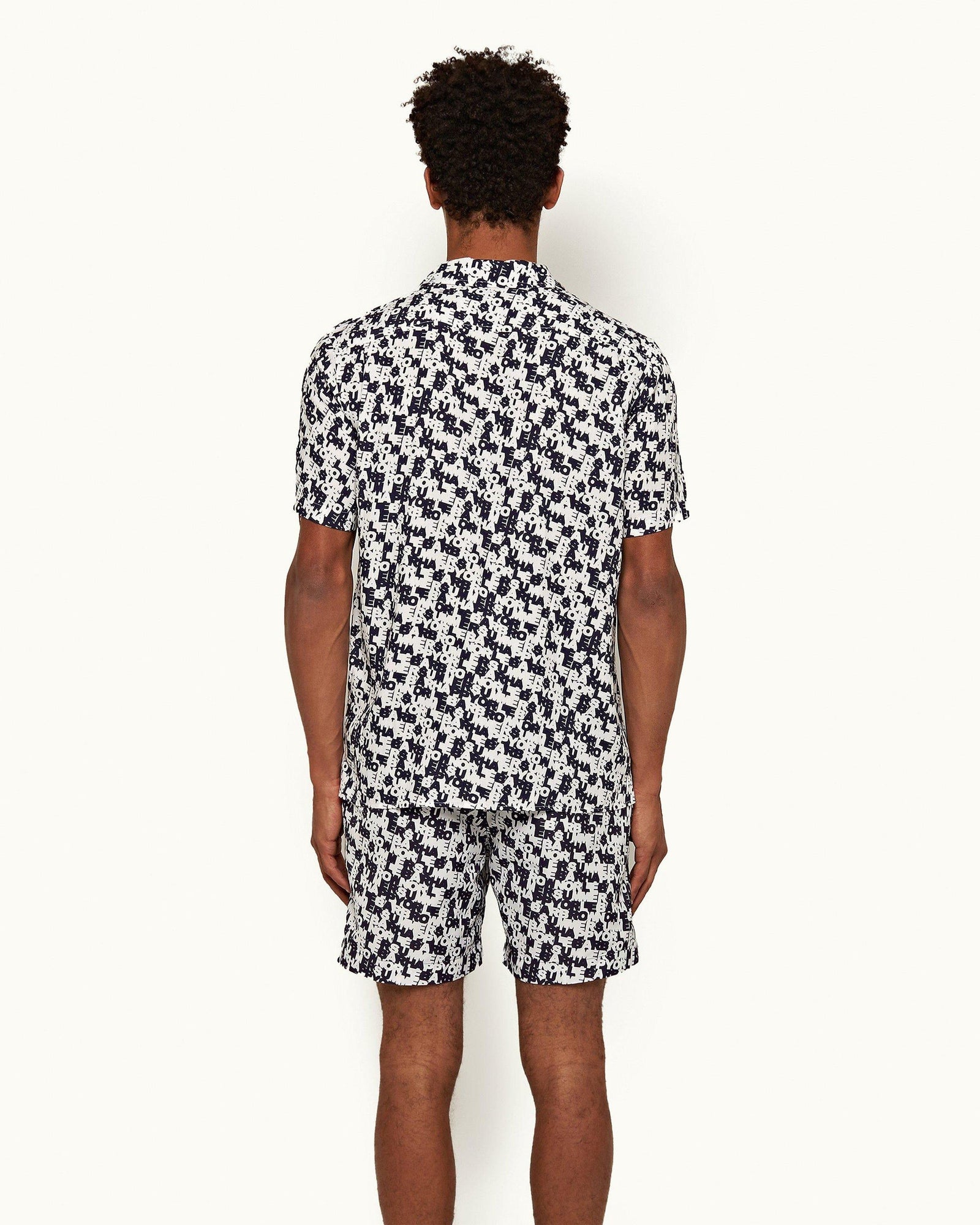 Bulldog Navy/White O.B Monogram Mid-Length Swim Shorts | Navy/White