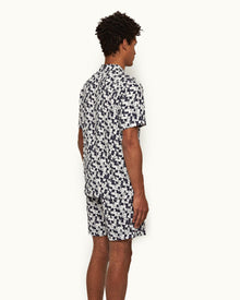 Bulldog Navy/White O.B Monogram Mid-Length Swim Shorts | Navy/White