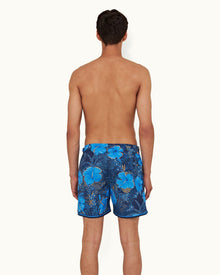 Bulldog Night Iris/Cerulean Tropic Nightfall Print Mid-Length Swim Shorts | Night Iris/Cerulean