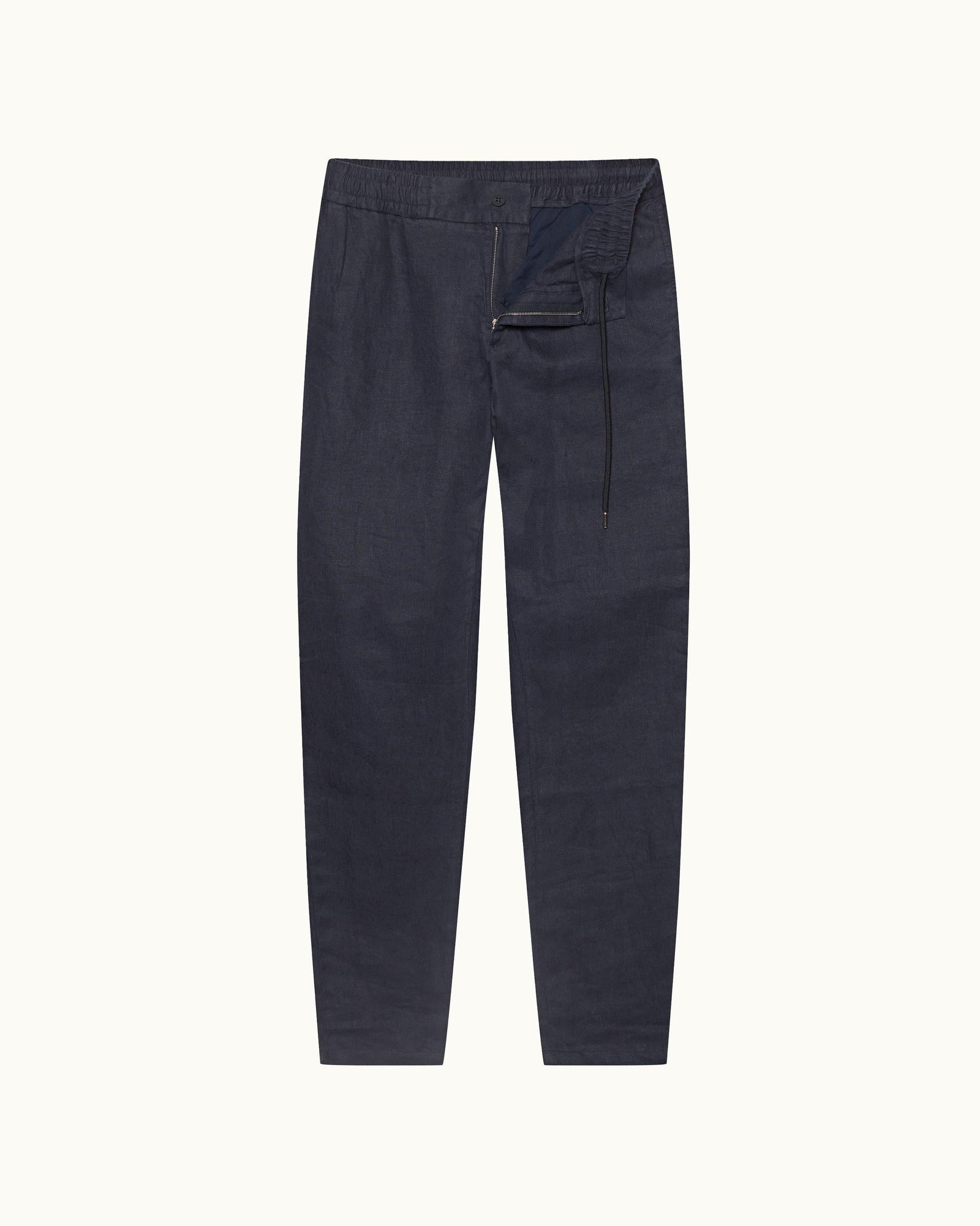 Cornell Linen Night Iris Tapered Leg Washed Linen Trousers | Night Iris