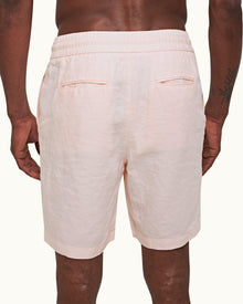 Rose Tailored Fit Washed Linen Drawcord Shorts | Rose