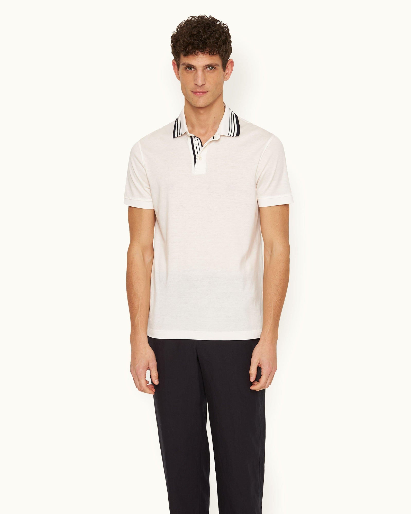 Men | Dominic Stripe Polo | White Sand