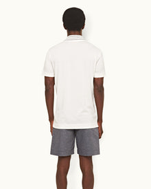 Dominic Stripe Sea Mist Classic Fit Stripe Rib Collar Polo Shirt | Sea Mist