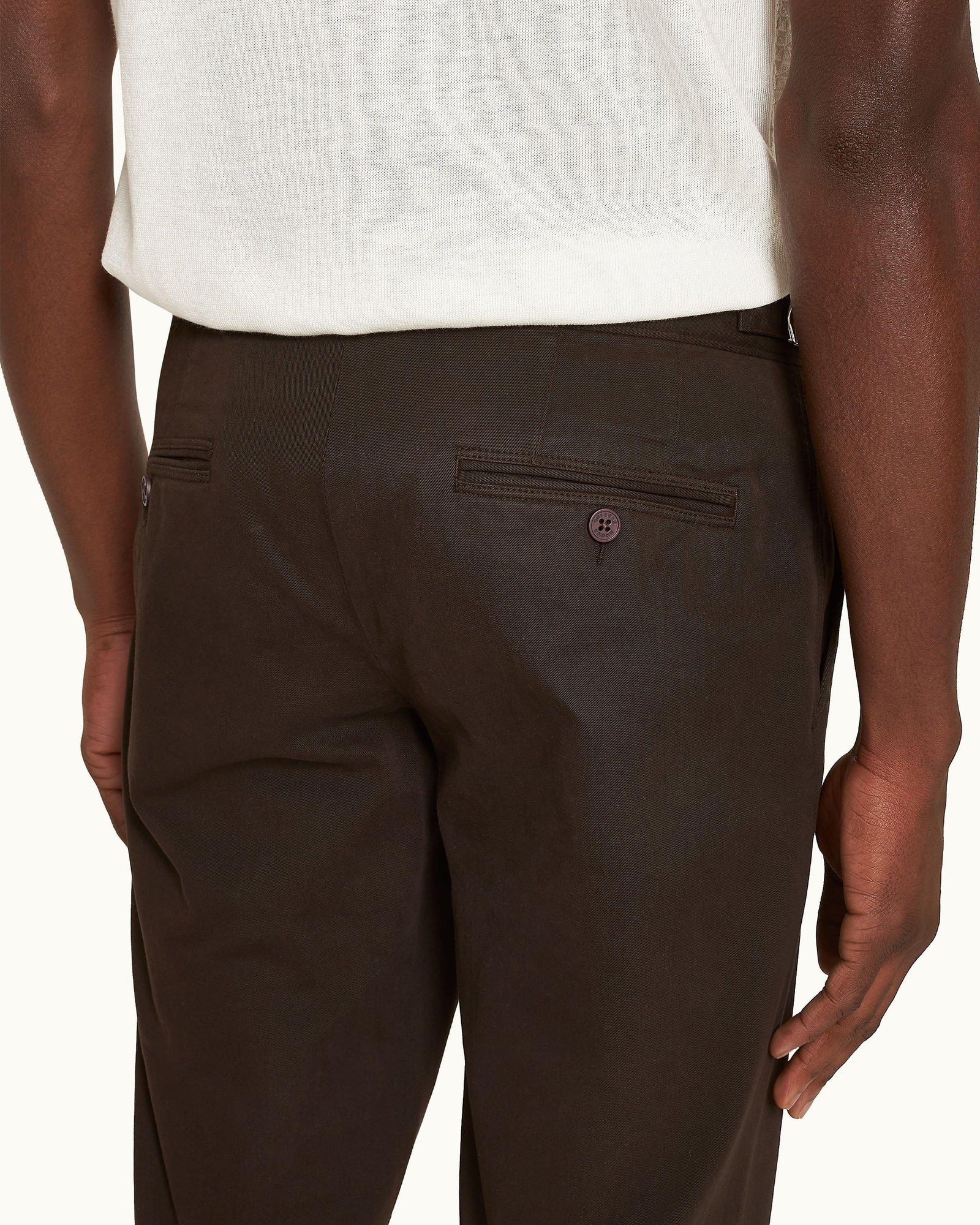 Fallon Stretch-Cotton Truffle Tailored Fit Stretch-Cotton Trousers | Truffle