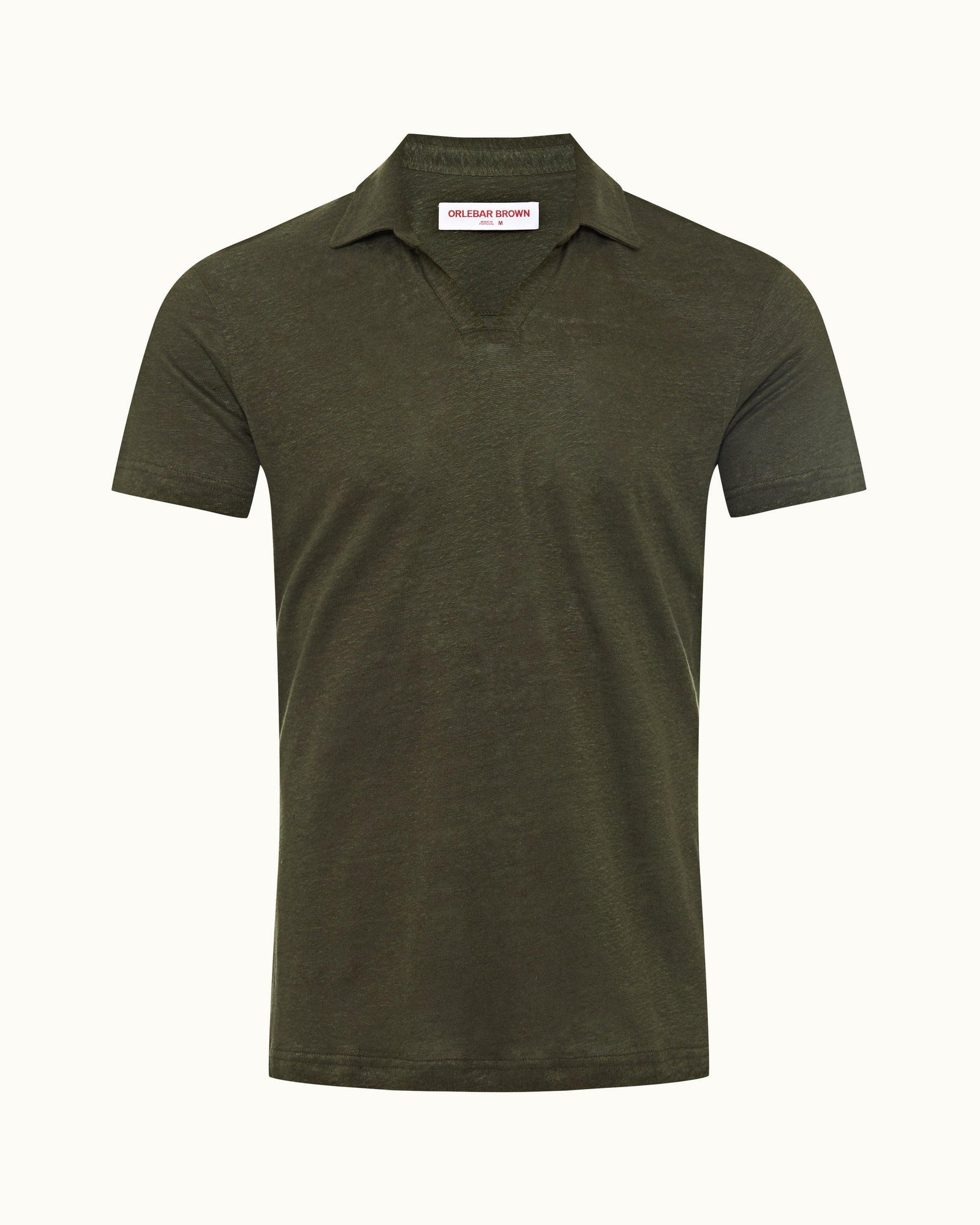 Felix Palm Short Resort Collar Short-Sleeve Linen Polo Shirt | Palm