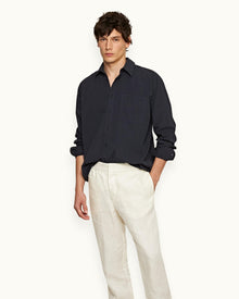 Relaxed Fit Classic Collar Organic Cotton Shirt In Night Iris Blue | Night Iris