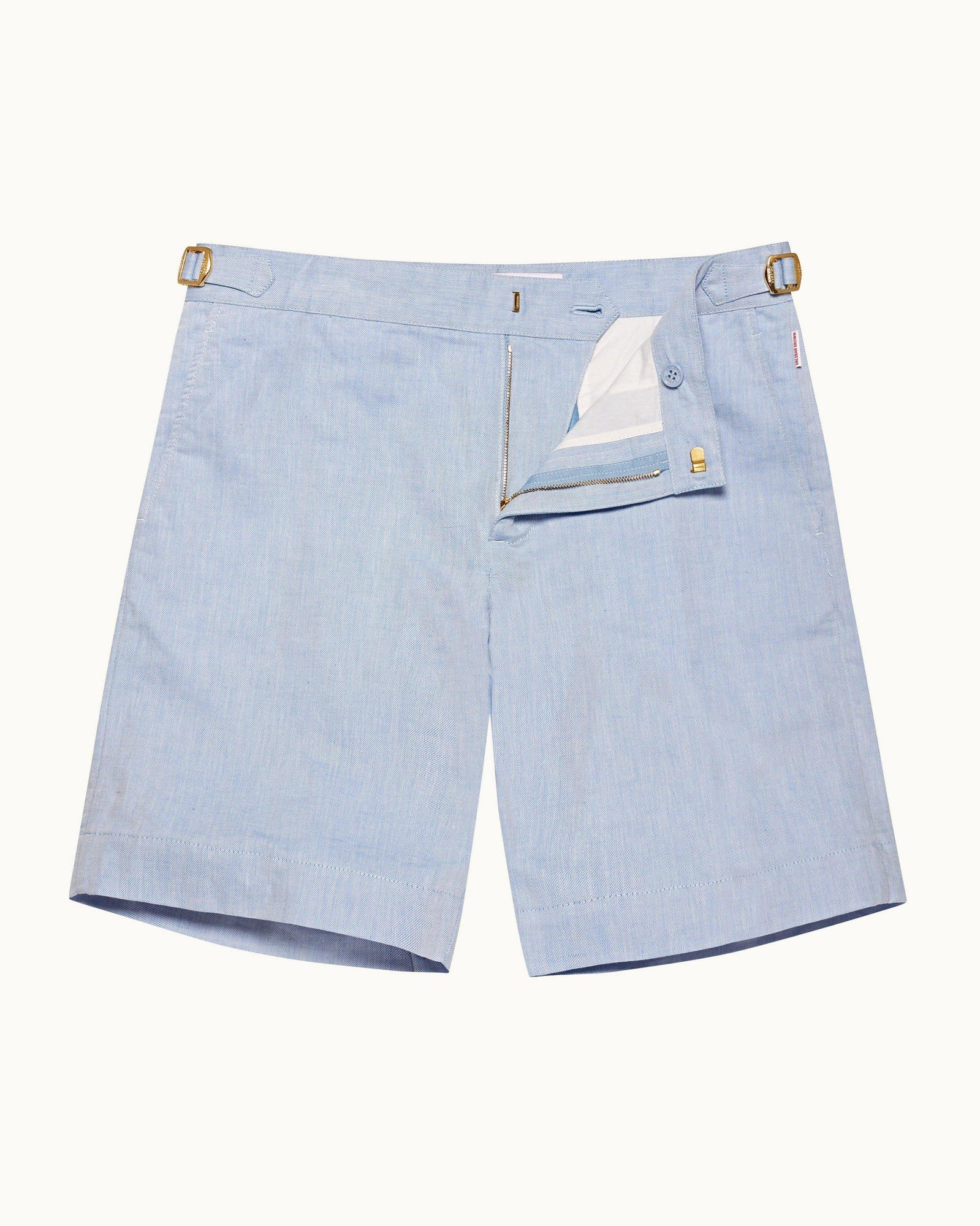 Harrop Light Blue Two-Tone Effect Tailored Fit Cotton-Linen Shorts | Light Blue