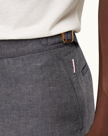 Harrop Linen Navy Two-Tone Effect Tailored Fit Cotton-Linen Shorts | Navy