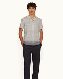 Hibbert White/Night Iris Floret Capri Collar Shirt | White/Night Iris