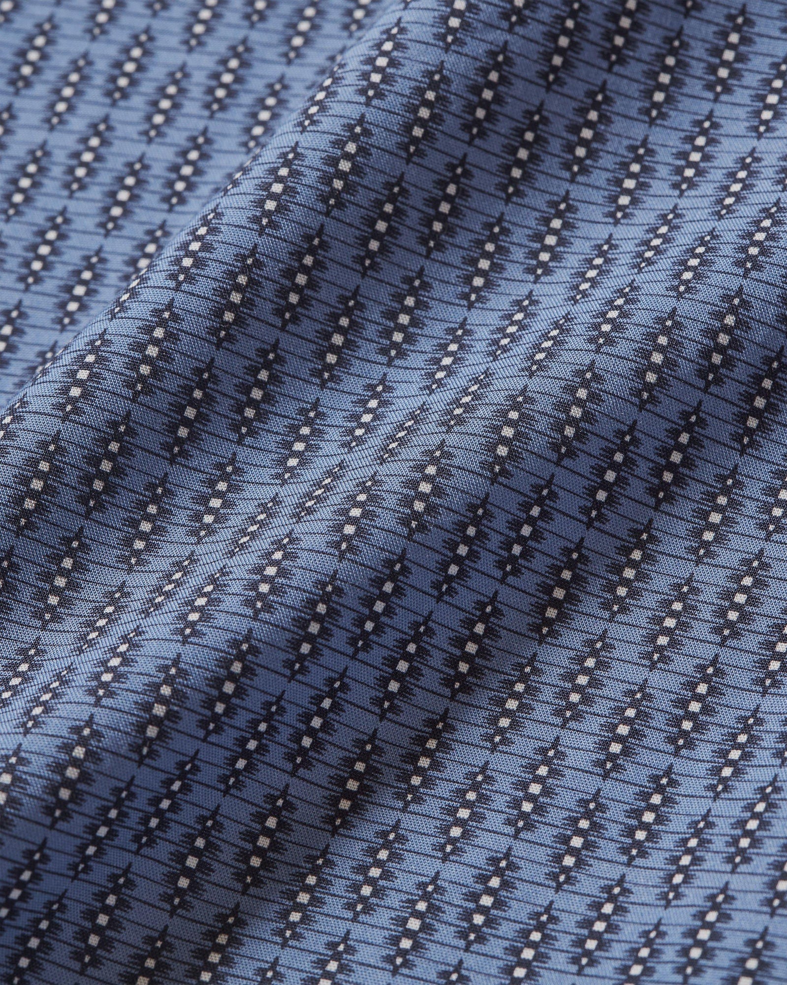 Hibbert Perez Print Classic Fit Capri Collar Shirt Woven In Italy in Springfield Blue | Springfield Blue