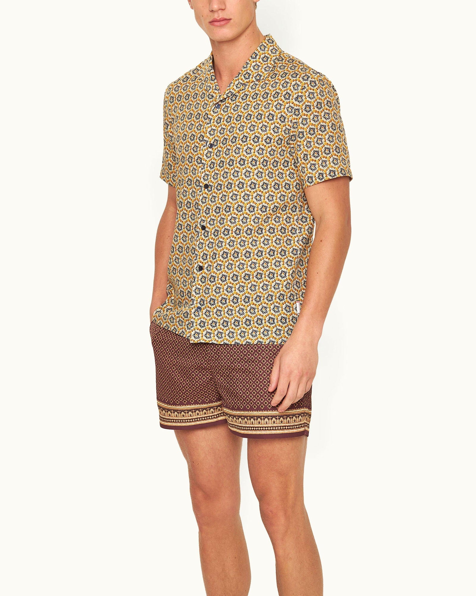 Hibbert Mango Roseate Print Classic Fit Capri Collar Shirt | Mango