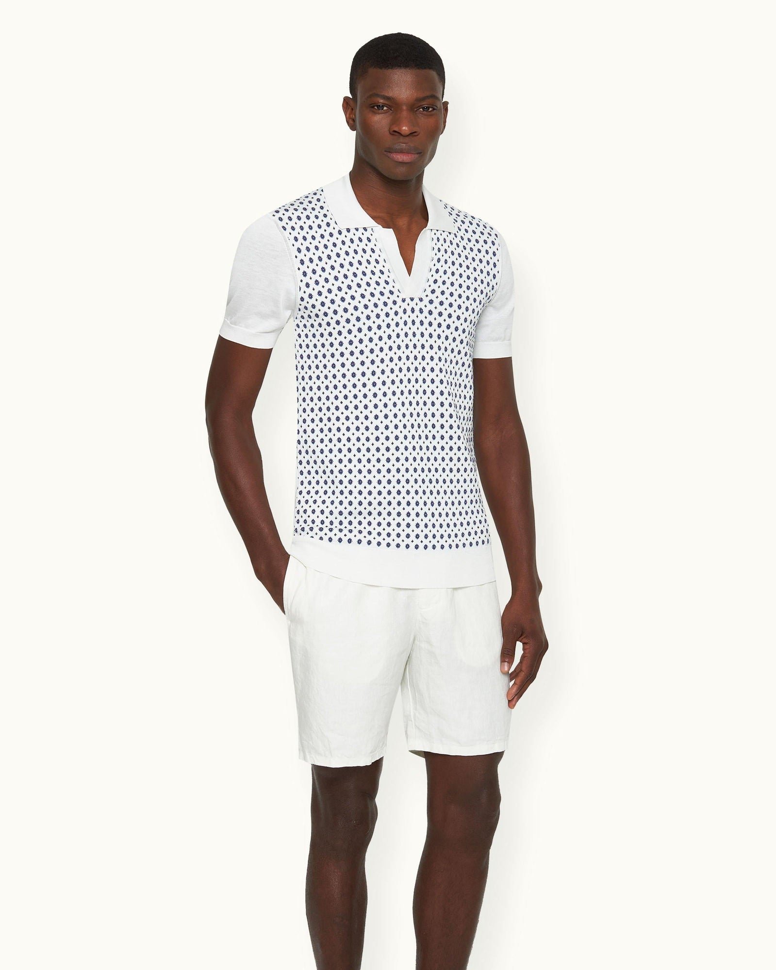 Horton Cashew Fiore Tailored Fit Silk-Cotton Pique Polo Shirt | Cashew