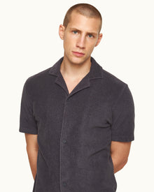 Howell Piranha Grey Relaxed Fit Cotton Towelling Shirt | Piranha Grey