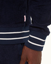 Isar Towelling Navy Funnel Neck Towelling Half-Zip Sweatshirt | Navy