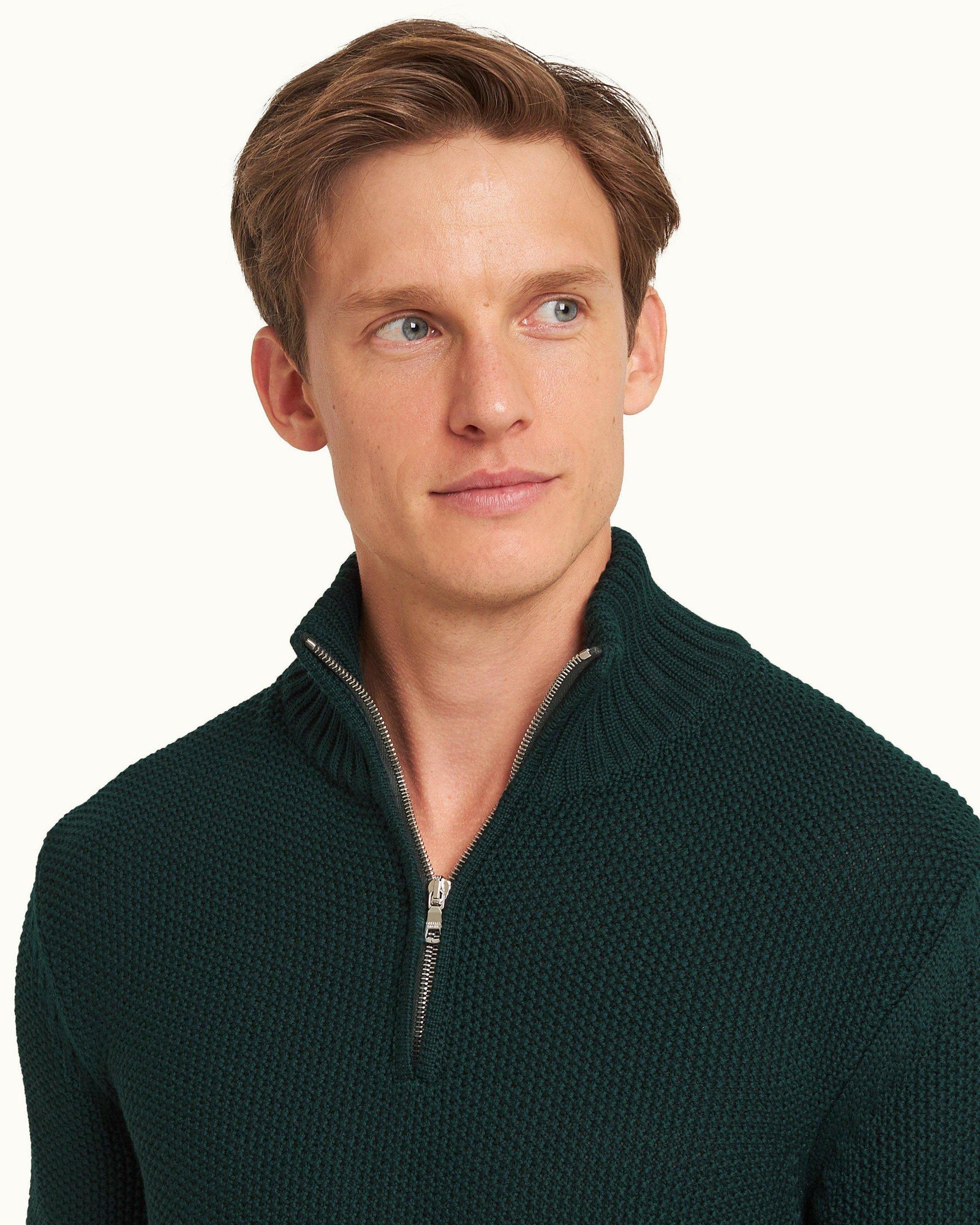 Bristlecone Pine Half Zip Waffle Knit Merino Jumper | Bristlecone Pine