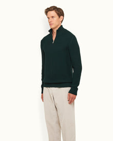Bristlecone Pine Half Zip Waffle Knit Merino Jumper | Bristlecone Pine