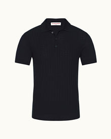 Night Iris Tailored Fit Silk Polo Shirt | Night Iris