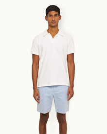Lorenzo Towelling Cloud Classic Fit Pique Cotton Towelling Polo Shirt | Cloud