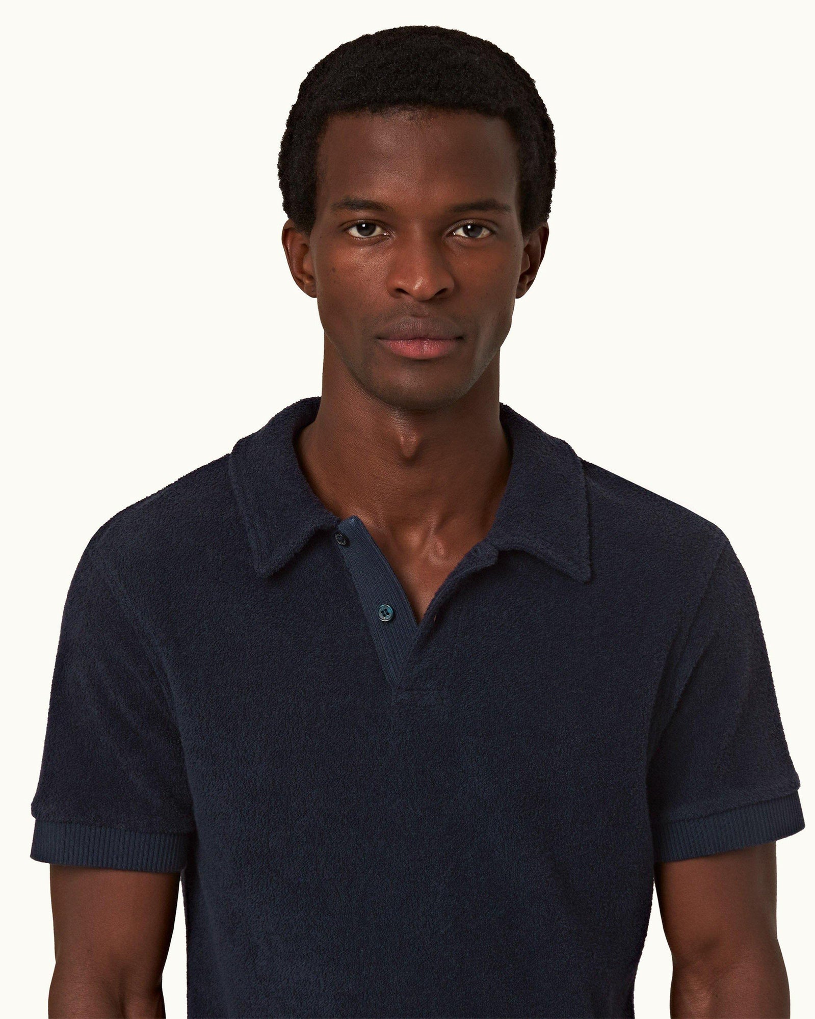 Night Iris Classic Fit Pique Cotton Towelling Polo Shirt | Night Iris