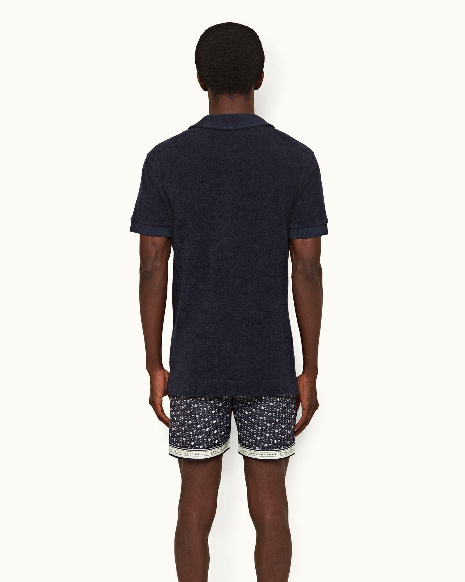 Night Iris Classic Fit Pique Cotton Towelling Polo Shirt | Night Iris