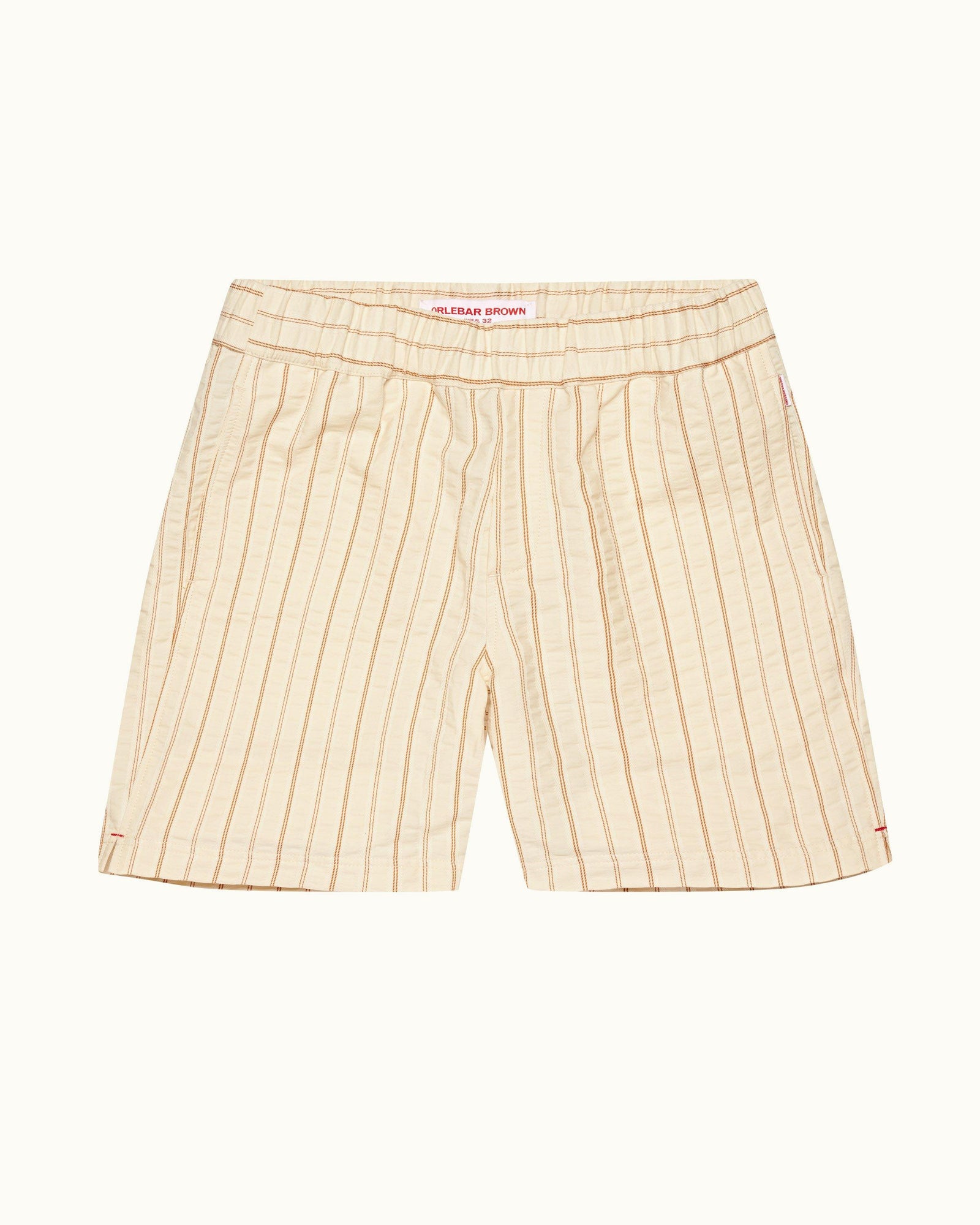 White Sand Relaxed Fit Textured Stripe Drawcord Shorts | White Sand
