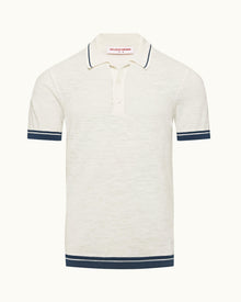 Men | Maranon Cotton Linen Polo | White Sand