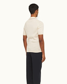 Sea Mist/Truffle Rib Tipping Collar Organic Mercerized Cotton Polo Shirt | Sea Mist/Truffle