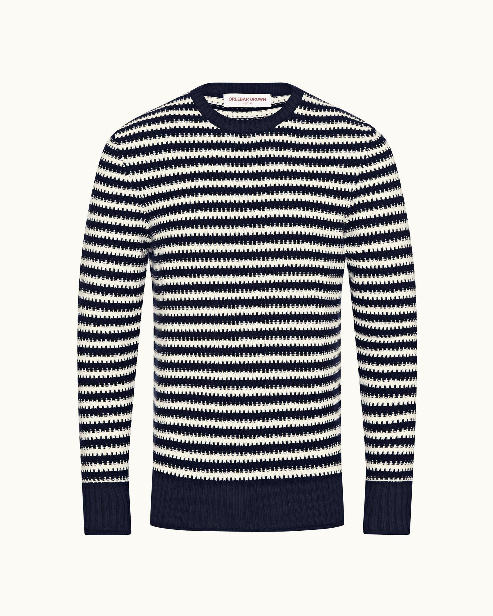 Ned Stripe Navy/White Sand Stripe Organic Cotton Jumper | Navy/White Sand