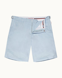 Norwich Linen Ice Blue Tailored Fit O.B Stripe Linen Shorts | Ice Blue