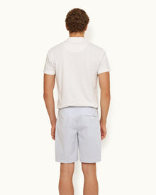 Midnight Navy/White Tailored Fit Cotton Seersucker Shorts | Midnight Navy/White