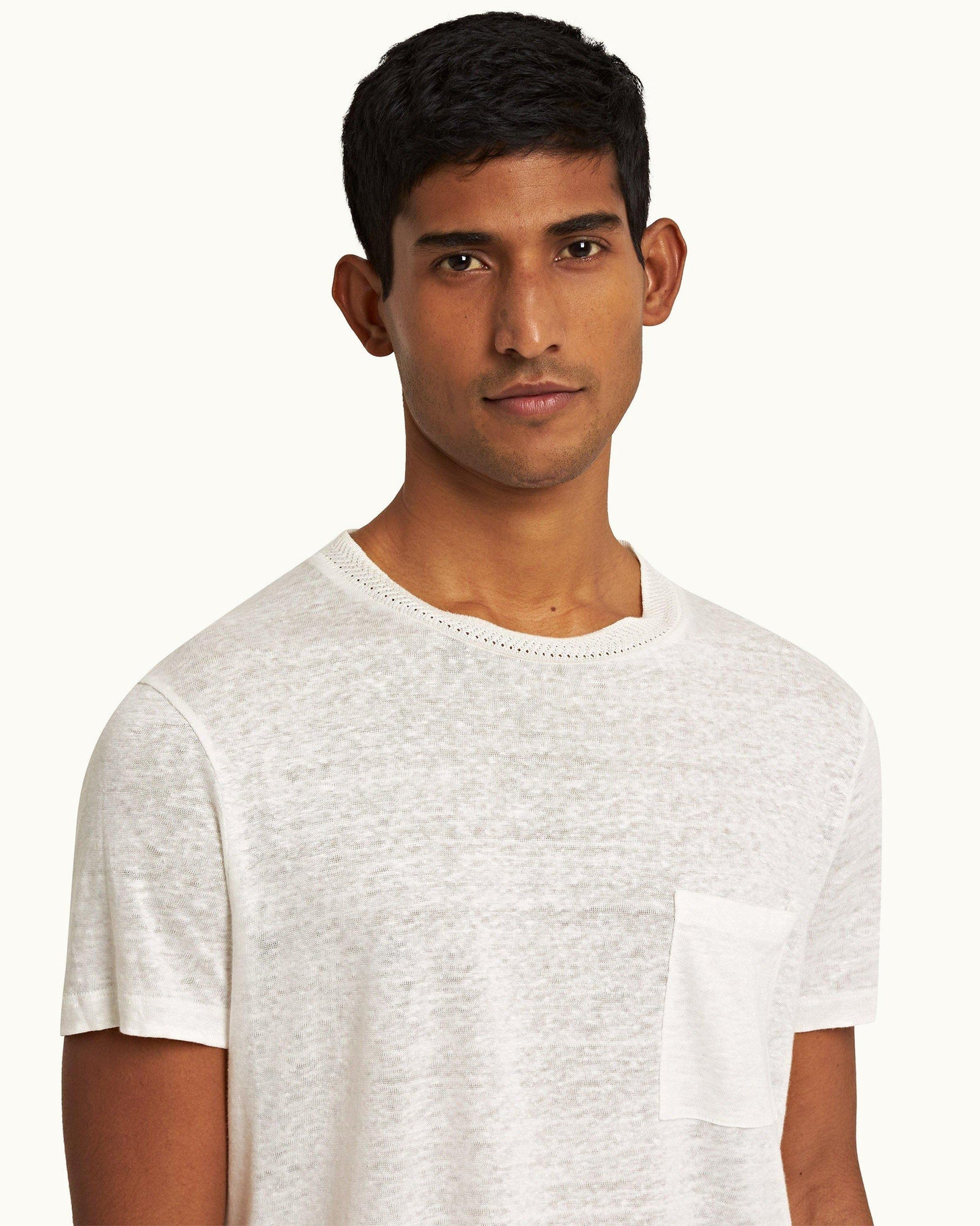 Sea Mist Classic Fit Short-Sleeve Cotton-Linen T-shirt | Sea Mist