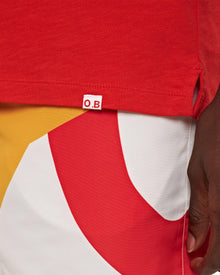 Summer Red O.BUOY Classic Fit Short-Sleeve Cotton-Linen T-shirt | Summer Red